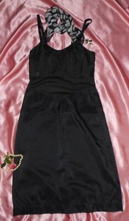 VTg 32 Full Slip Black Nylon Bodice Taffeta Skirt Polka Dot Scarf & Earrings