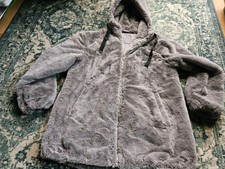 Papaya Grey Faux Fur Hooded Jacket Size 14