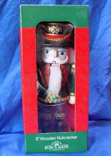 Kurt S Adler Green  Red Wooden Nutcracker 9" Santa's World