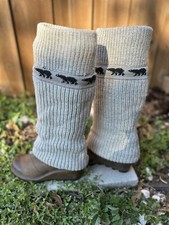 Botas Sorel para mujer hasta la rodilla con estampado de oso de lana