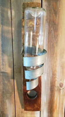 Oak Wine Barrel stave Wine bottle holder Brutalist Twisted Metal Bottle Support