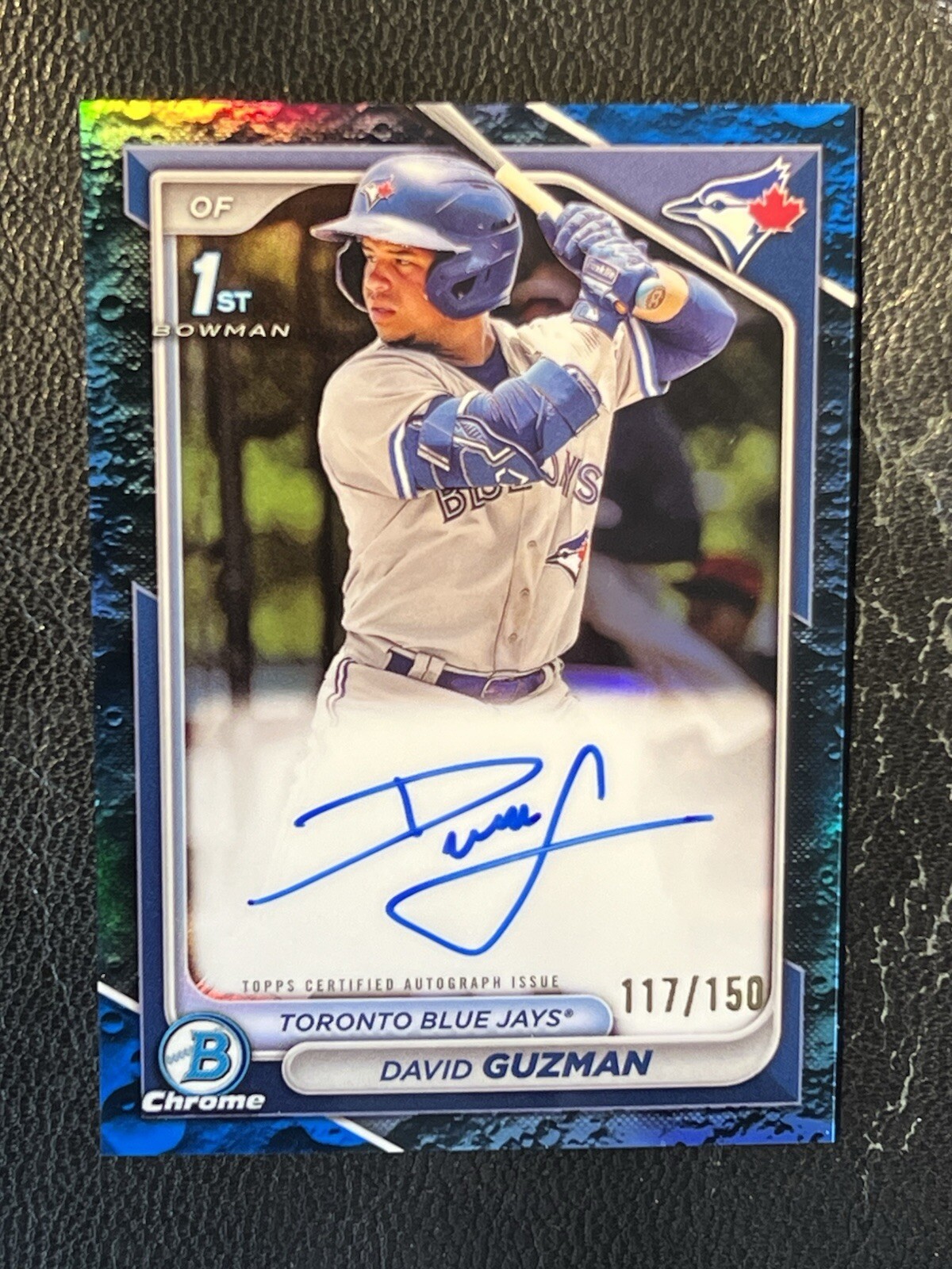 DAVID GUZMAN 2024 Bowman Chrome Blue Lunar Refractor Auto 117/150 1st