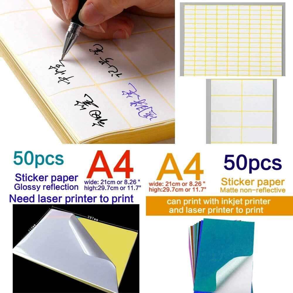 Office Color Paper A4 Self Adhesive Cut Sheet Label Inkjet Laser Print  Paper Lot