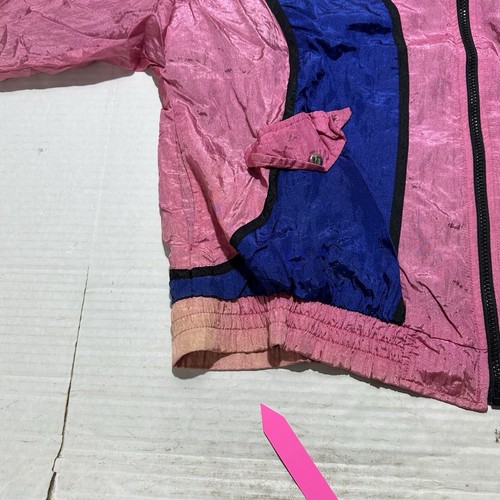 Chaqueta cortavientos vintage Athletic Works para mujer grande cremallera completa bloque de color rosa - Imagen 10 de 15