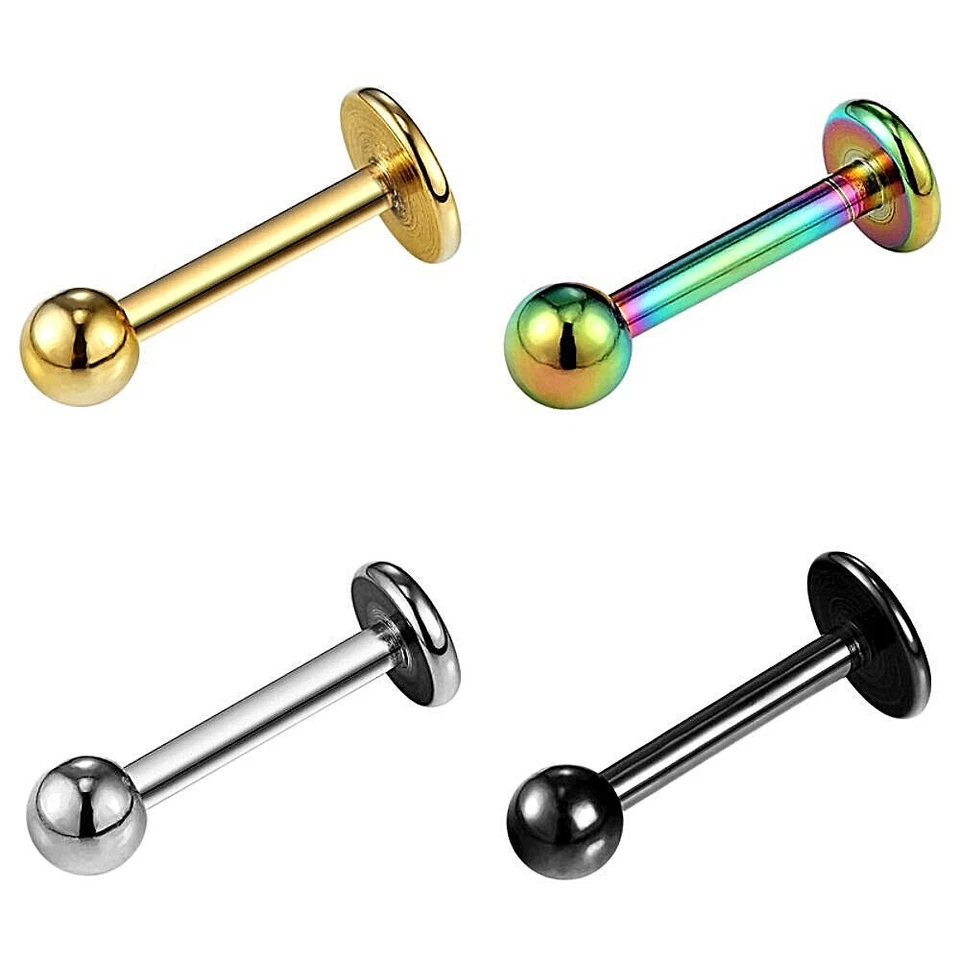 1,2MM 1,6MM LABRET PIERCING STAINLESS BAR TRAGUS LIP SILVER RING MONROE EAR NOSE - Image 1 of 1