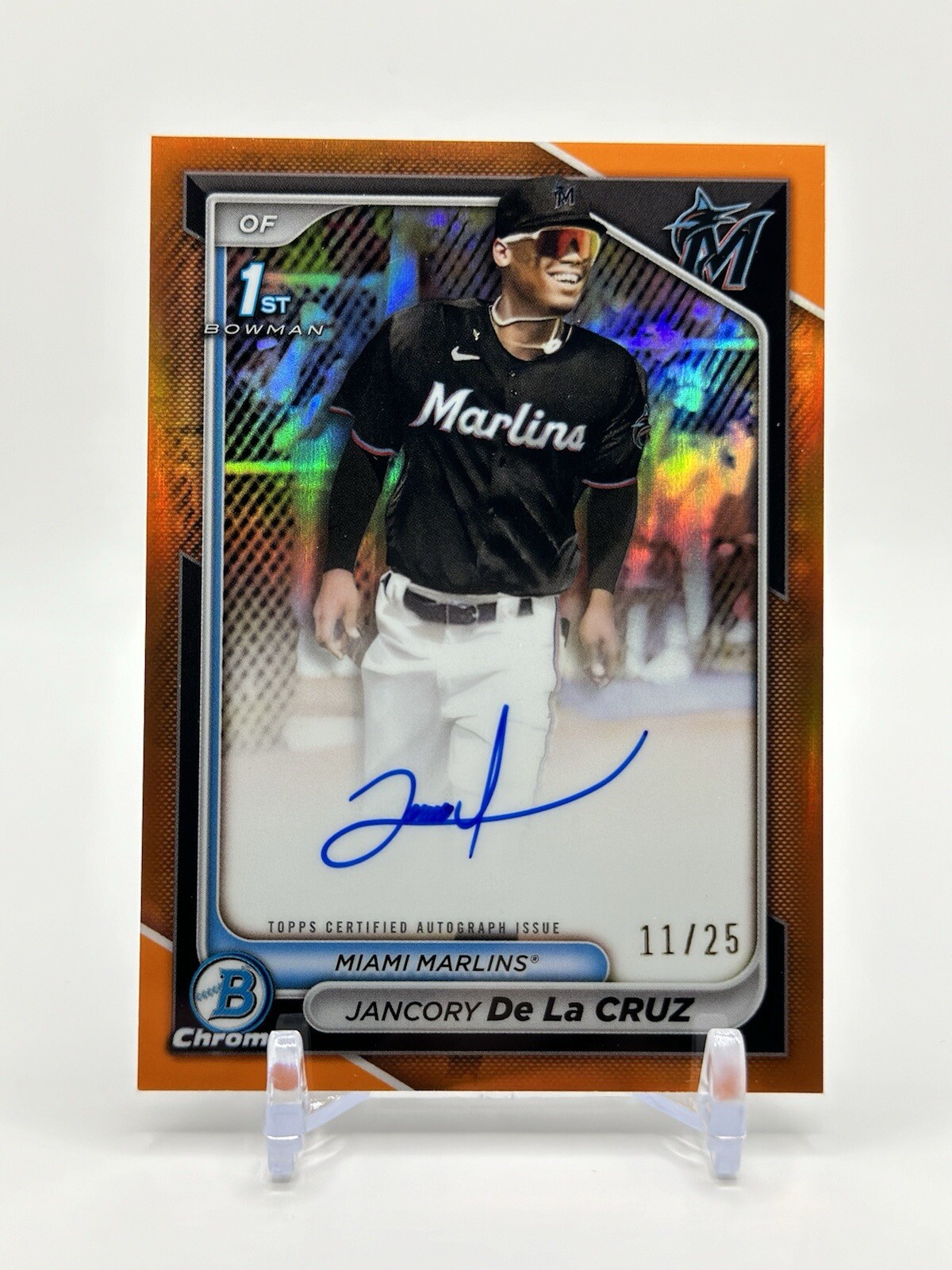 Jancory De La Cruz 2024 1st Bowman Chrome Auto Orange Refractor  11/25 RC SSP