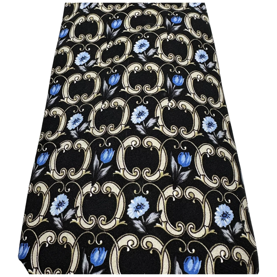 Marco Polo Vestido Corbata Estilo Italiano Negro/Gris/Azul 59" Largo x 4" En Punta Foto 2 de 3