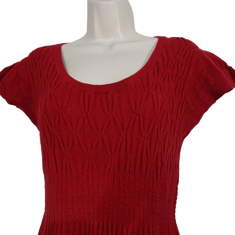 Sparrow Red Knit Sweater Dress Women Size L Wool Angora Blend Scoop Neck FLAW  - Image 2 of 4