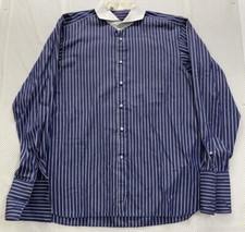 Ralph Lauren Purple Label Blue White Stripe French Cuff Button Dress Shirt 17