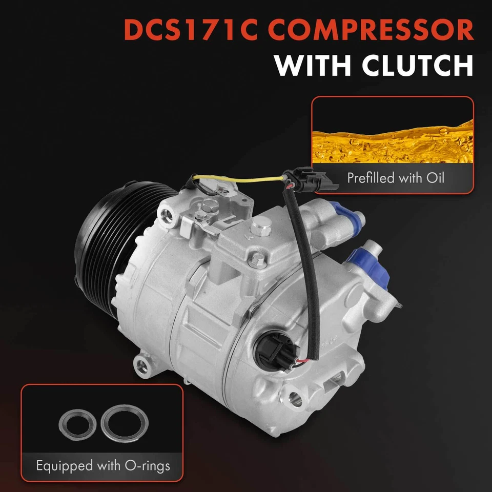 A/C Compressor with Clutch for BMW 528i F10 2011 V8 4.4L L6 3.0L 7SBU17C Style - Image 3 of 4