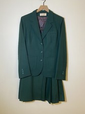Pendleton Vtg Green Lined Blazer Set With Skirt 100 Virgin Wool SZ 12 Petites