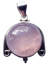 Silber Anhänger Rosenquarz Edelsteinanhänger 925 er Sterling Silberschmuck Stein