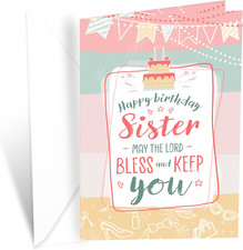 Greetings Religious Birthday Card for Sister, Made in America, Eco-Friendly, Thi