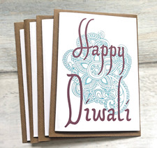 Happy Diwali Greeting Cards Pack of 4 Blank Inside Size A6