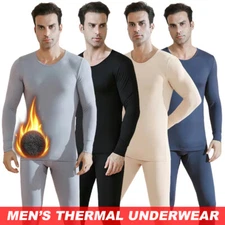 Men's Thermal Underwear Set Ultra Soft Long Johns Fleece Lined Base Layer Warm