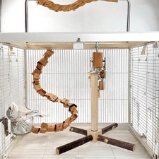 Parrot Toy Perch Bird Stand Rotating Wooden Cage Accessories