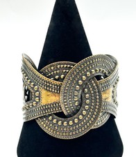 Boho Knot Cuff Bracelet Wide Gold Tone Openwork Statement