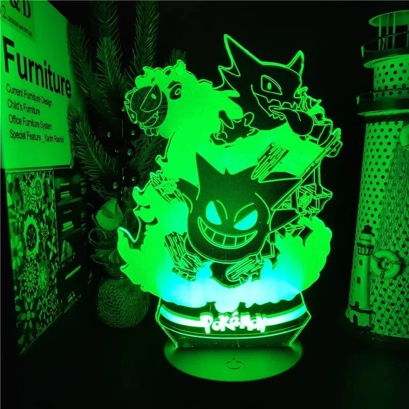 Lámpara 3D Pokemon Gengar Haunter Gastly Night Light 7 Color Cambiante Ilusión Regalo Foto 2 de 4