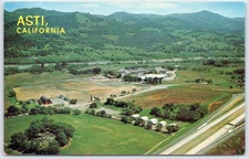 Vintage Asti California Aerial View Postcard by Mike Roberts