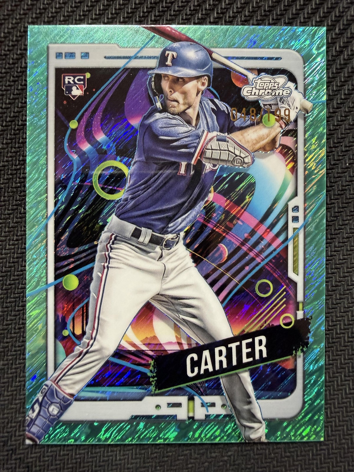 2024 Topps Chrome Cosmic #32 Evan Carter Aqua Equinox Refractors #/199