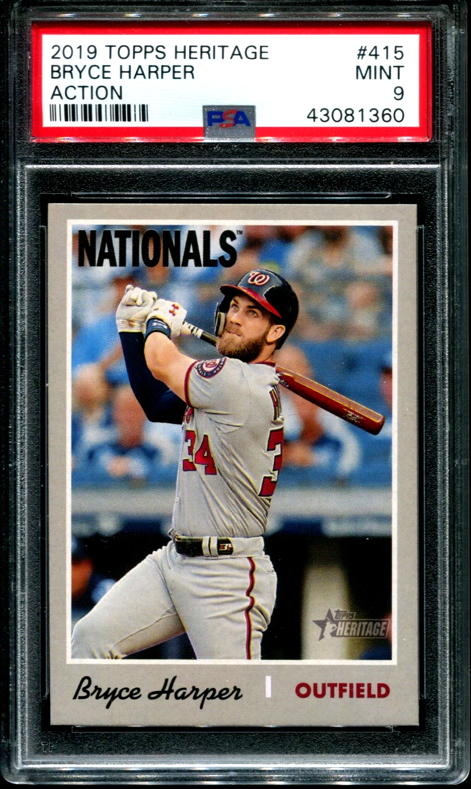 Deal for 2019 Topps Heritage #415 BRYCE HARPER Action-Nationals SP PSA 9 MINT
