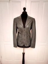 SAMOON Damen Nappaleder Jacke Gr. 40 Dunkelgrau