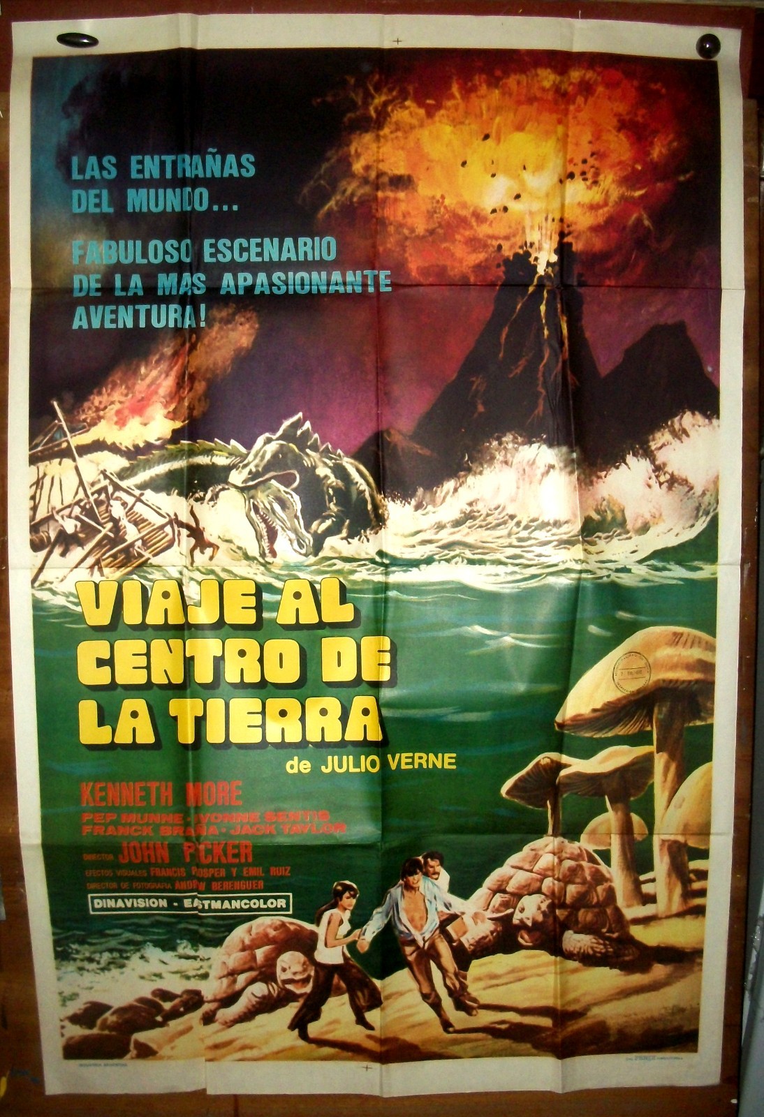 JULES VERNE KENNETH MORE  orig1SH movie poster 1977 WHERE TIME BEGAN ! DINOSAURS