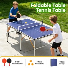 180cm Foldable Table Tennis Table Portable Ping Pong Play Set Net Rackets Balls