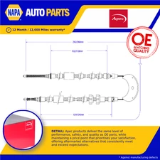 Handbrake Cable fits FORD ORION Mk2 1.3 Rear 86 to 90 With ABS Hand Brake Apec