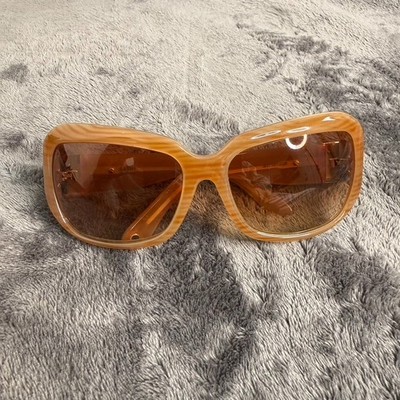 Kathy Van Zeeland Sunglasses Tan Brown Oversized Butterfly Square Y2K Vintage