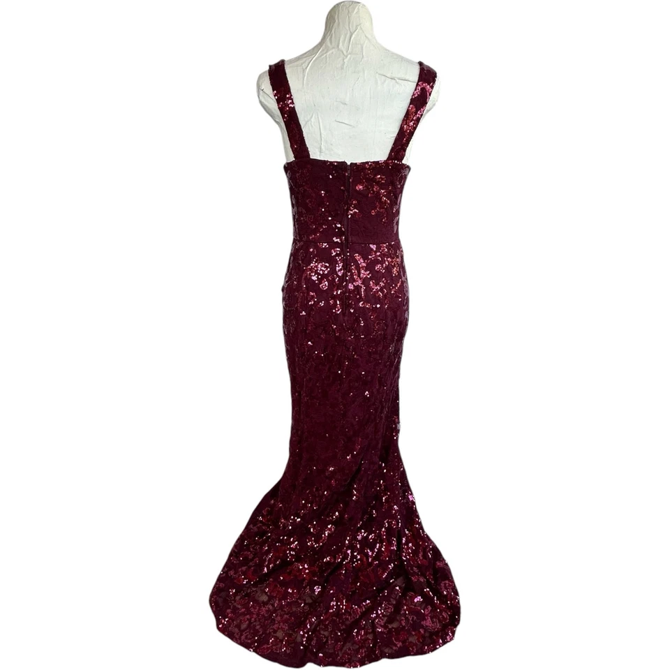 Special Occasion Dress Sz 9 Sequin Long Formal Gown With Train Whimsigoth Prom - Image 3 of 4