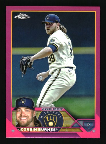 2023 Topps Chrome Pink Refractor Corbin Burnes #214 Milwaukee Brewers