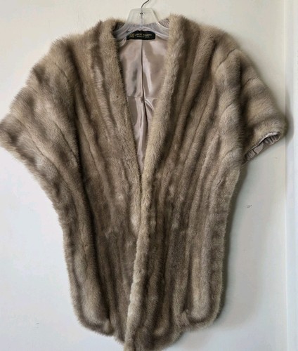 Beautiful Jack Ferre Real Mink Stole Blonde Beige Formal Shoulder Wrap Vintage 