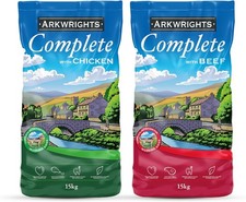 Arkwrights Complete Dry Dog Food 2 pack (30kg) - 1 x 15kg Beef& 1 x 15kgChicken 1.60 per kilo
