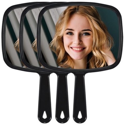 Salon Hand Mirror Set, Black, Large x3