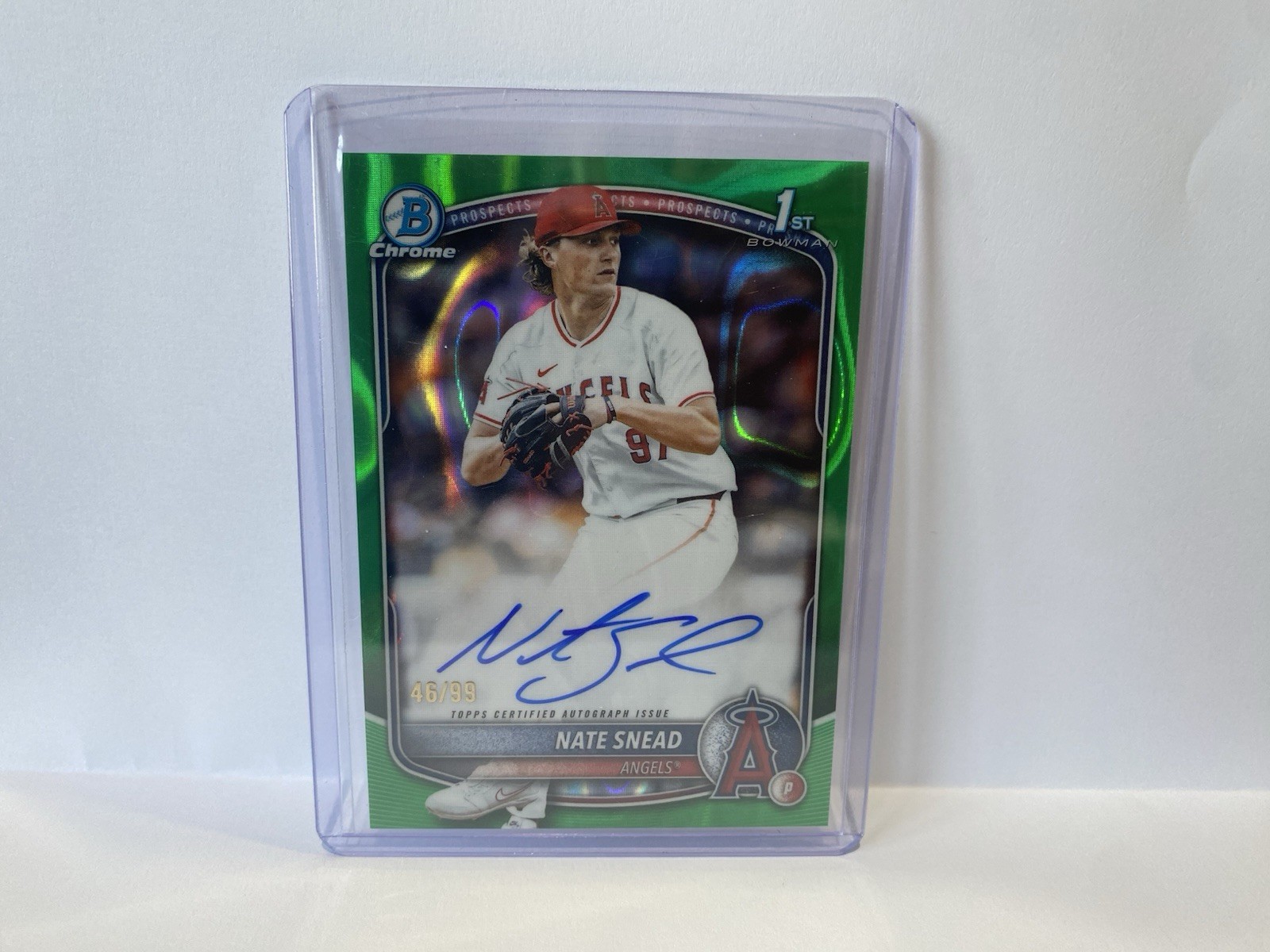 Nate Snead 2025 Bowman Draft #CPA-NSN Green Lava Chrome Auto 1st RC /99 ANGELS