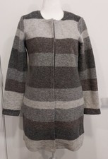 Max Studio Long Sweater Gray Plaid Wool Blend Cardigan Jacket Duster Size S
