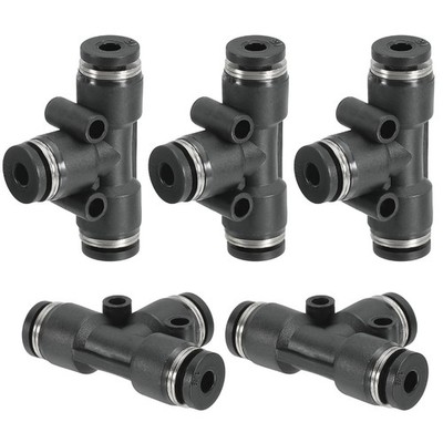 5Pcs 1/8'' OD Tee Plastic Push to Connect Fittings 3 Ways Tube Connect Fit