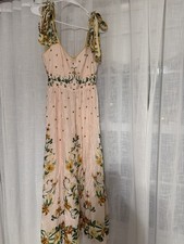 FARM RIO Pink Botanical Beauty Shoulder Bow Midi Dress Size Medium