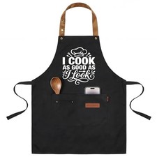 I Cook as Good as I Look Sign Apron with Pockets, Funny Cooking Baking
