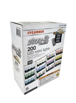Sylvania Stay Lit Platinum 200 LED Mini Lights - 12 Color Options - 66 Ft - NEW