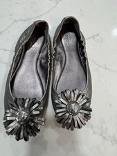 Coach Ariza Ballet Flats Warm Pewter Sz 8 EUC