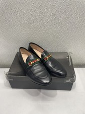 Gucci Brixton Collapsible Web Horse Bit Leather Loafer W6.5, Black Preowned