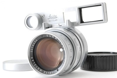 Leica Leitz Summicron 50mm f/2 DR Dual Range Silver w/ Goggles JAPAN [Near MINT]