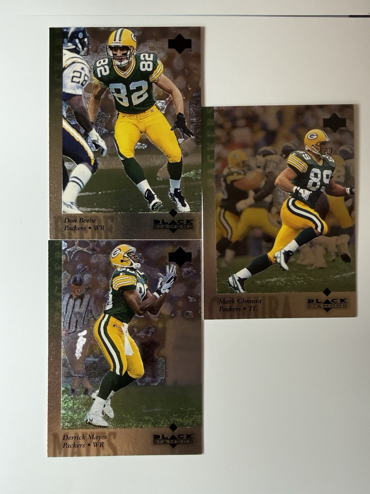 1997 Upper Deck Black Diamond - Derrick Mayes #27 Mark Chmura #53 Don Beebe #28