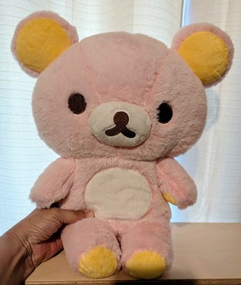 Rilakkuma 14'' Pink Plush Bear Soft Yellow Ears Details SAN-X Kawaii Plushie