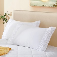 Vonty Ruffled Pillow Cases Standard Pillowcases 20x26 , Decorative Ruffle Pil...