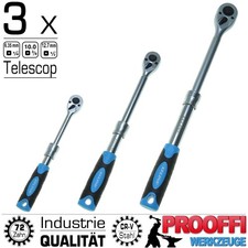 3 x TOP Teleskop Ratsche 1/4 + 3/8 + 1/2 Industrie Hebel Umschalt Knarre 72-Zahn