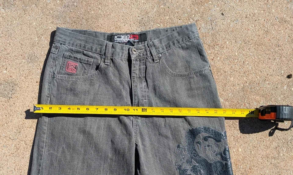 Vintage 2000s Mens Size 33 Lot 29 Dragon Embroidered Y2K Grey Baggy Jeans - Image 2 of 4