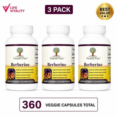 Berberine 360 Capsules 3 Pack Metabolism Immune Support Veggie Formula